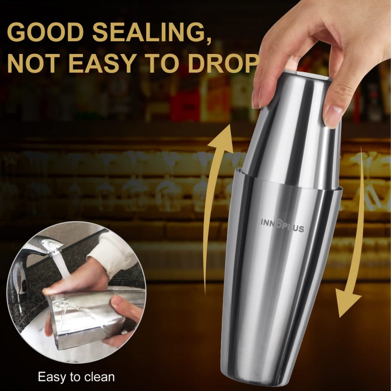 INNÃ”PLUS Cocktail Shaker, 27OZ Martini Shaker, Drink Shaker, Cocktail Shaker Set 6 Pcs,Boston Shaker, Bar Set, Cocktail Strainer, Bar tools, Bartender Kit, Stainless Steel Double Measuring Jigger, Mixing Spoon - Image 3